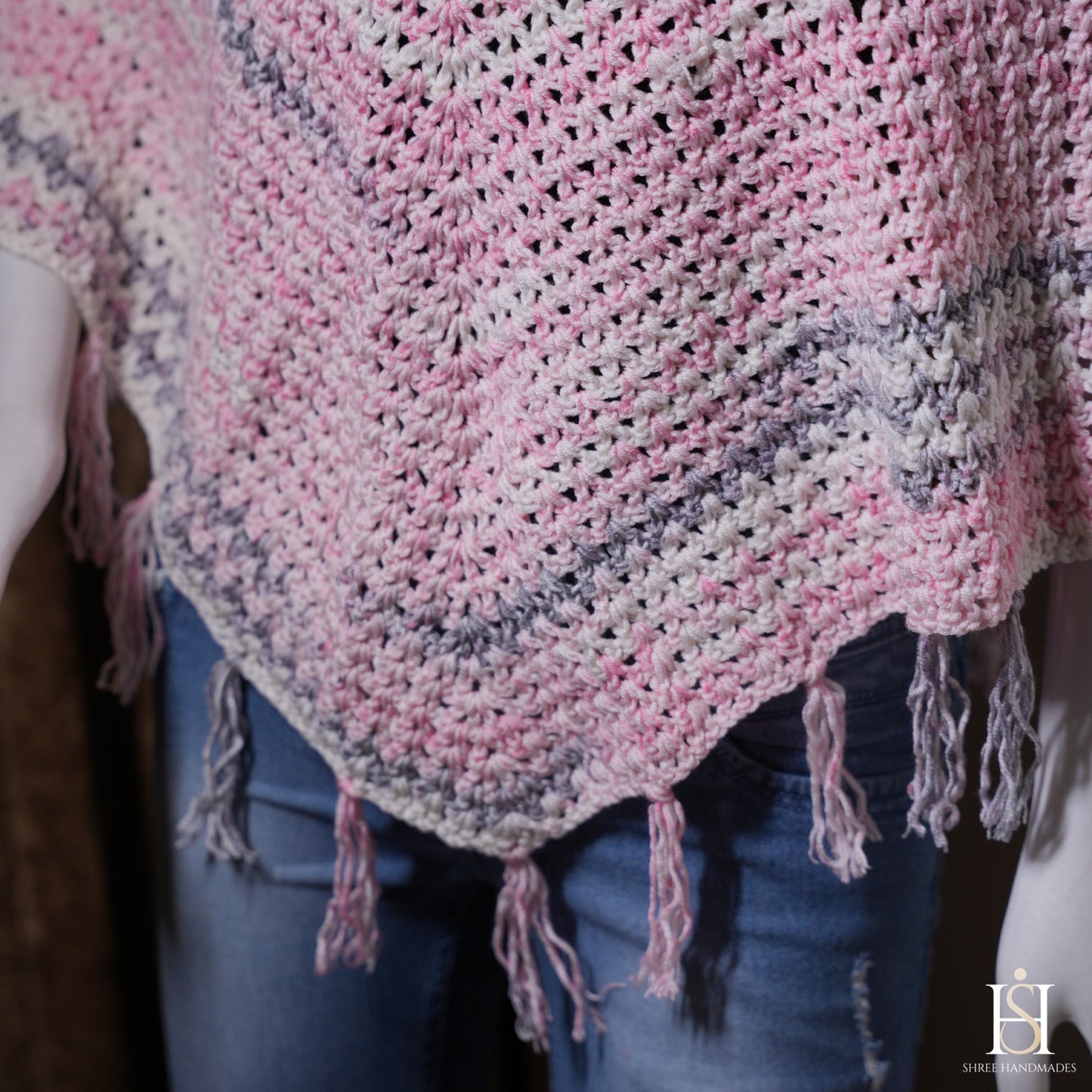 PONCHO MULTICOLORED PINK