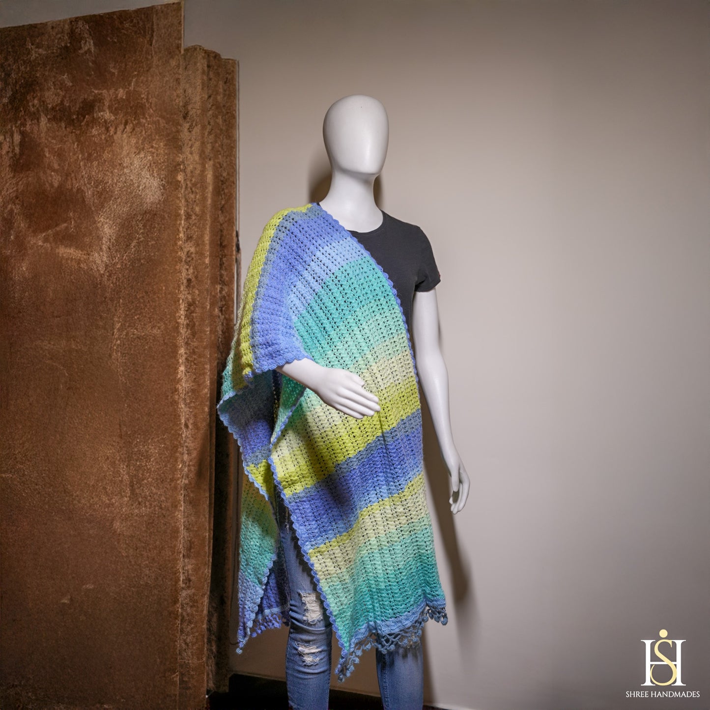 SHAWL BLUE MULTICOLOURED