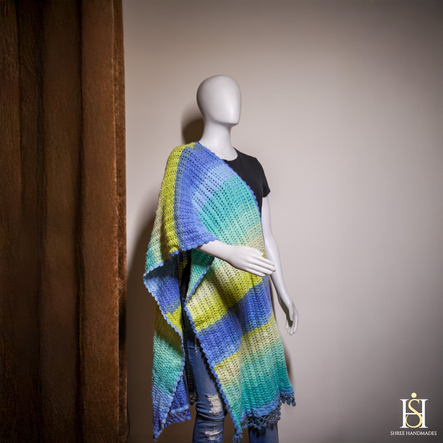 SHAWL BLUE MULTICOLOURED
