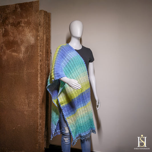 SHAWL BLUE  MULTICOLOURED
