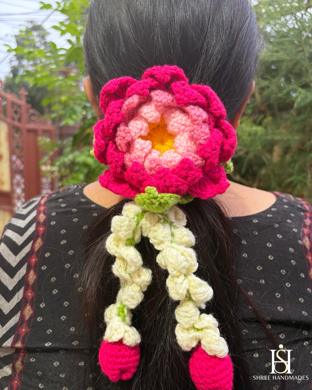 Lotus Hair Gajra Scrunchie